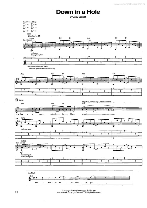 Super Partituras - Down in a Hole (Alice in Chains, Jerry Cantrell ...