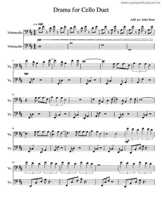 Super Partituras - Drama For Cello Duet (Ajr)