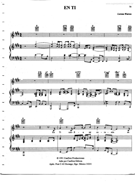 Super Partituras Em Ti (Marco Barrientos, Lorena Warren), com cifra