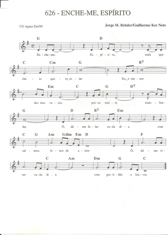 Super Partituras Encheme Espírito (Músicas Cristãs), com cifra