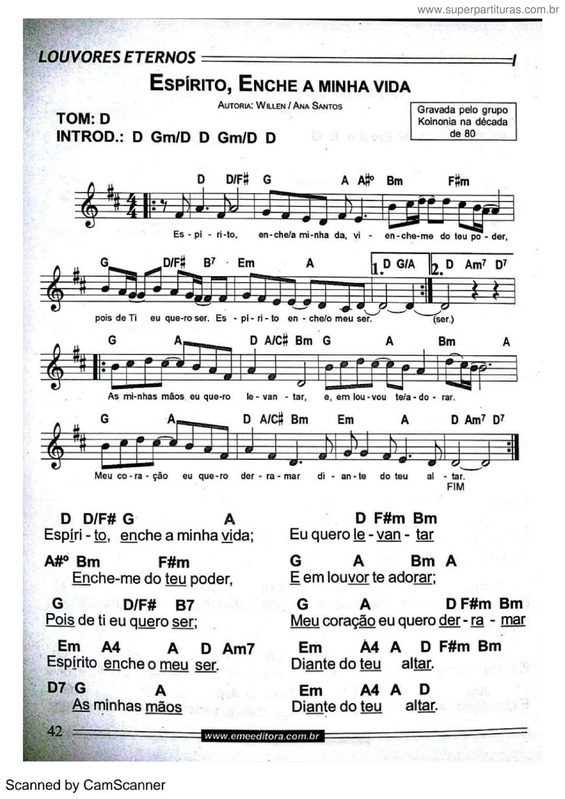 Super Partituras Espírito, Enche Da Minha Vida (Willen/Ana Santos