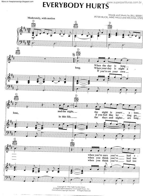 Super Partituras Everybody Hurts v.4 (Rem)