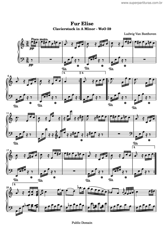 Super Partituras - Für Elise v.2 (Ludwig Van Beethoven), sem cifra