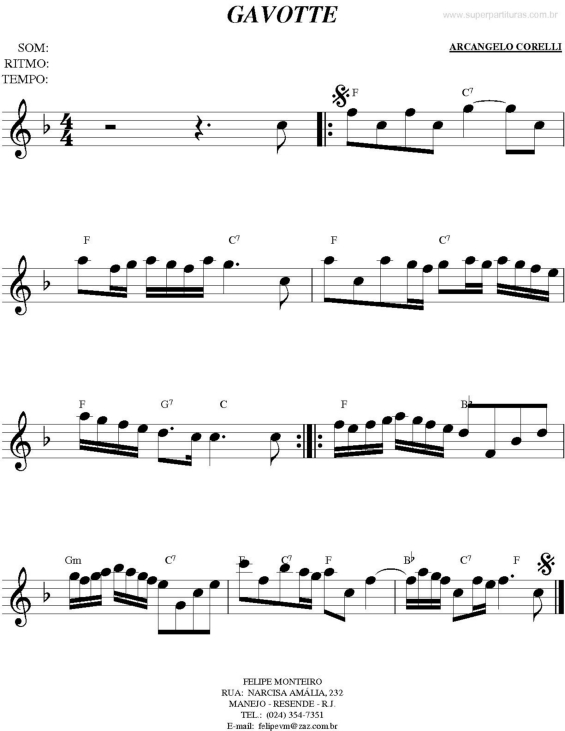 Super Partituras - Gavote (Arcangelo Corelli), com cifra