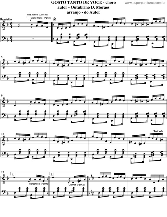 Super Partituras Gosto Tanto De Você v.7 (Outubrino Domingos de Moraes), com cifra Super Partituras Gosto Tanto De Você v.7 (Outubrino Domingos de Moraes), com cifra