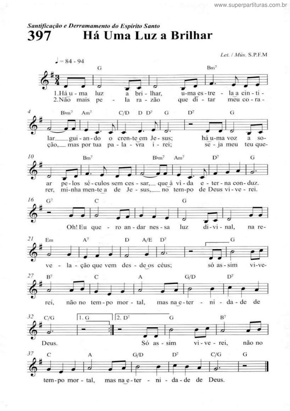 Super Partituras Há Uma Luz A Brilhar (Hinário Maranata), com cifra