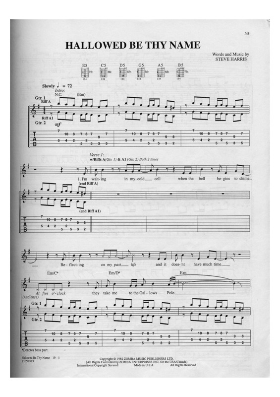 Super Partituras Hallowed Be Thy Name v.2 (Iron Maiden), com cifra