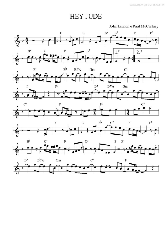 Super Partituras Hey Jude v.2 (The Beatles), com cifra