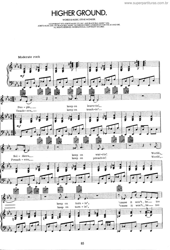 Super Partituras Higher Ground (Stevie Wonder), com cifra