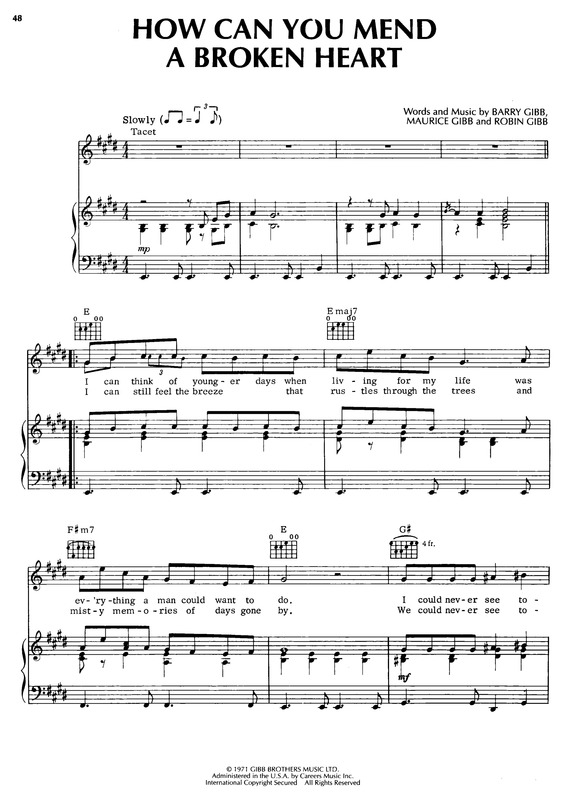 Super Partituras How Can You Mend A Broken Heart v.3 (Bee Gees), com cifra
