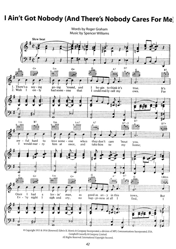 Super Partituras I An´t Got Nobody (And There´s Nobory Cares For Me