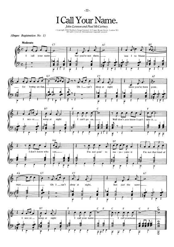 Super Partituras I Call Your Name v.3 (The Beatles), com cifra