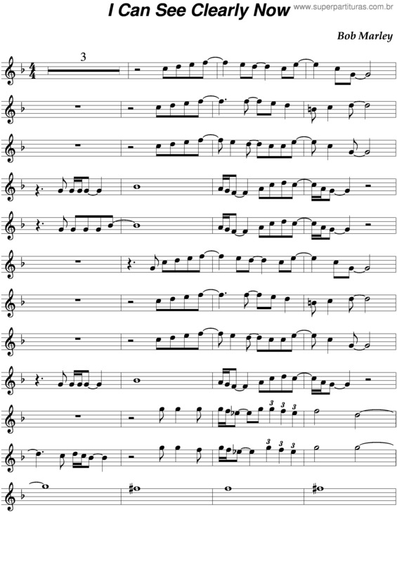 Super Partituras I Can See Clearly Now (Bob Marley), com cifra