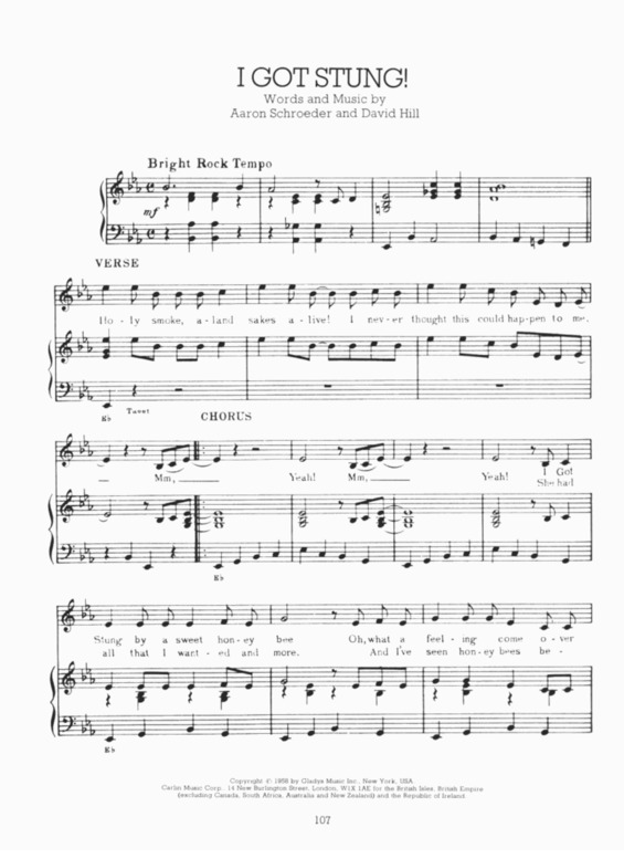 Super Partituras I Got Stung (Elvis Presley), com cifra