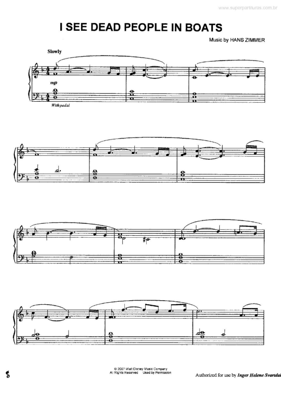 Super Partituras I See Dead People in Boats (Piratas do Caribe