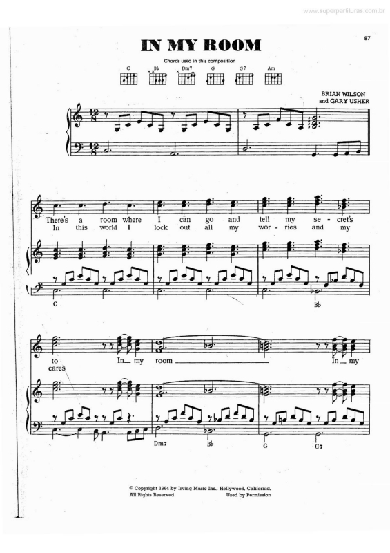 Super Partituras In My Room v.2 (Beach Boys, Brian Wilson, Gary Usher