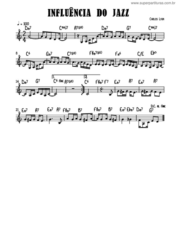 Super Partituras Influência Do Jazz v.4 (Carlos Lyra), com cifra