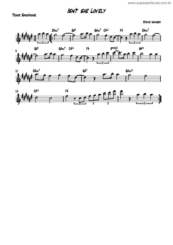 Super Partituras Isn't She Lovely v.5 (Stevie Wonder), com cifra