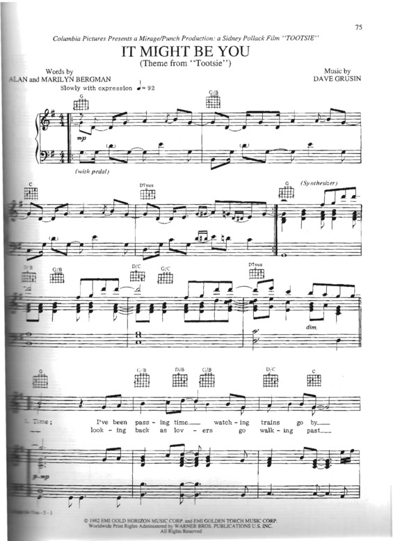 Super Partituras It Might Be You (Temas), com cifra