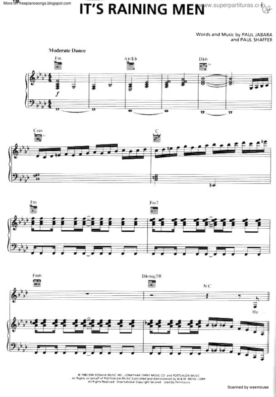 Super Partituras - Its Raining Men (Geri Halliwell)