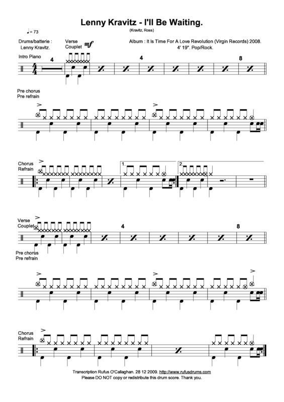Super Partituras I’ll Be Waiting (Lenny Kravitz) Super Partituras I’ll Be Waiting (Lenny Kravitz)