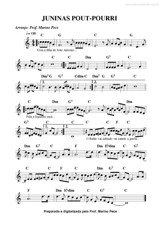 Super Partituras Juninas PoutPourri (Festa Junina) ((Desconhecido)), com cifra