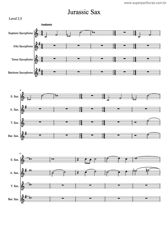Super Partituras Jurassic Park (Sax) (John Williams)