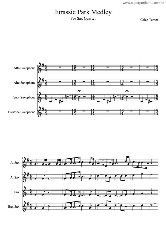 Super Partituras Jurrasic Park Medley (John Williams)