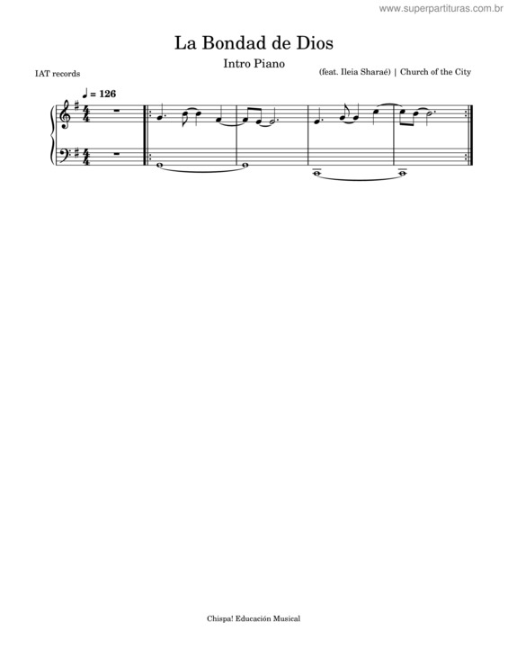 Super Partituras La Bondad De Dios Desconhecido