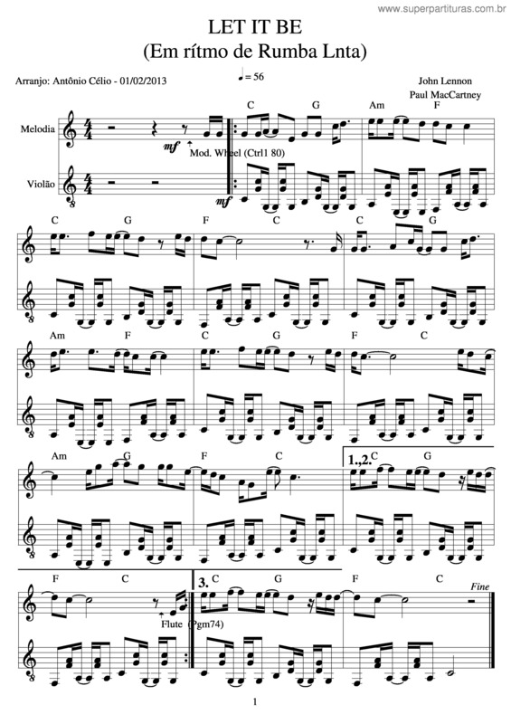 Super Partituras Let It Be v.12 (John Lennon, Paul McCartney), com cifra