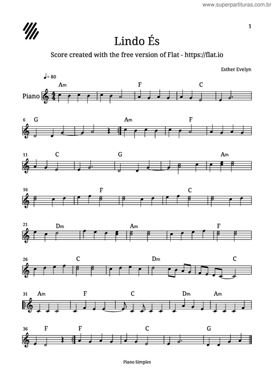 Super Partituras Lindo És (Só Quero Ver Você) (Livres Para Adorar
