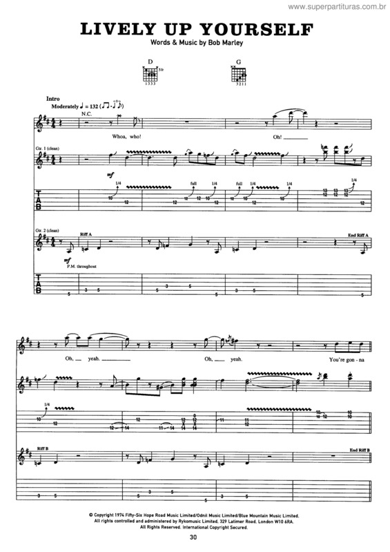 Super Partituras Lively Up Yourself (Bob Marley), com cifra
