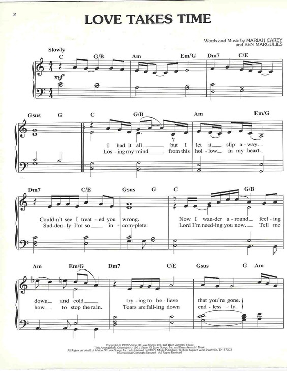 Super Partituras Love Takes Time v.2 (Mariah Carey), com cifra