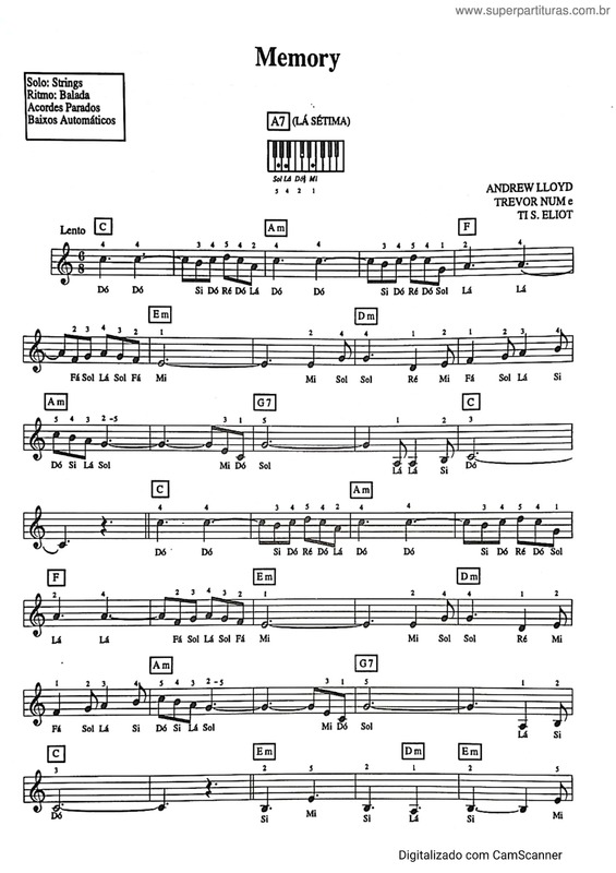 Super Partituras - Memory v.8 (Andrew Lloyd e Trevor Num e Ti S. Eliot ...