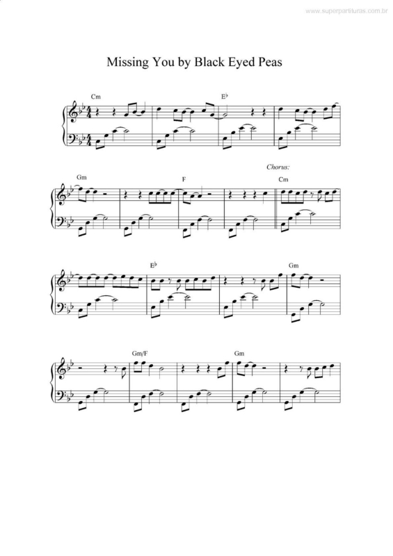 Super Partituras Missing You (Black Eyed Peas), com cifra