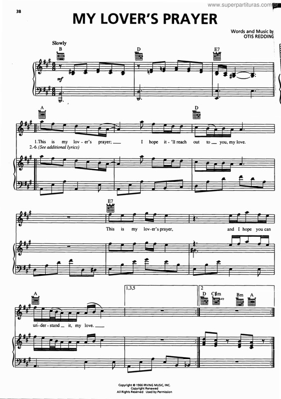 Super Partituras My lover`s prayer (Otis Redding), com cifra