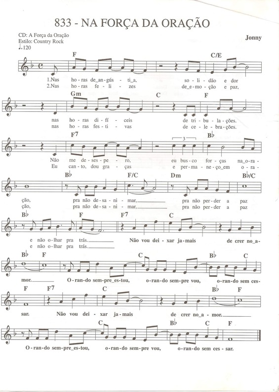 Super Partituras - na Força da Oração (Músicas Cristãs), com cifra