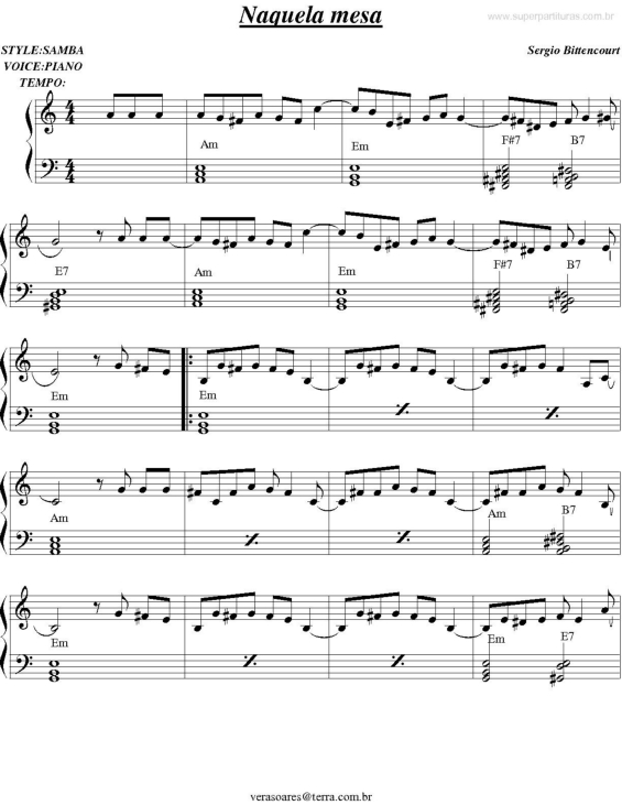 Super Partituras Naquela mesa v.3 (Sergio Bittencourt), com cifra