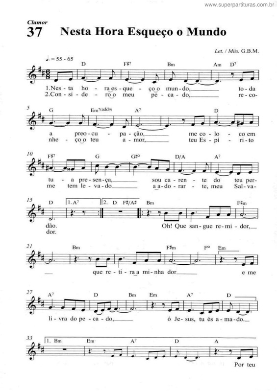 Super Partituras Nesta Hora Esqueço O Mundo (Hinário Maranata), com cifra