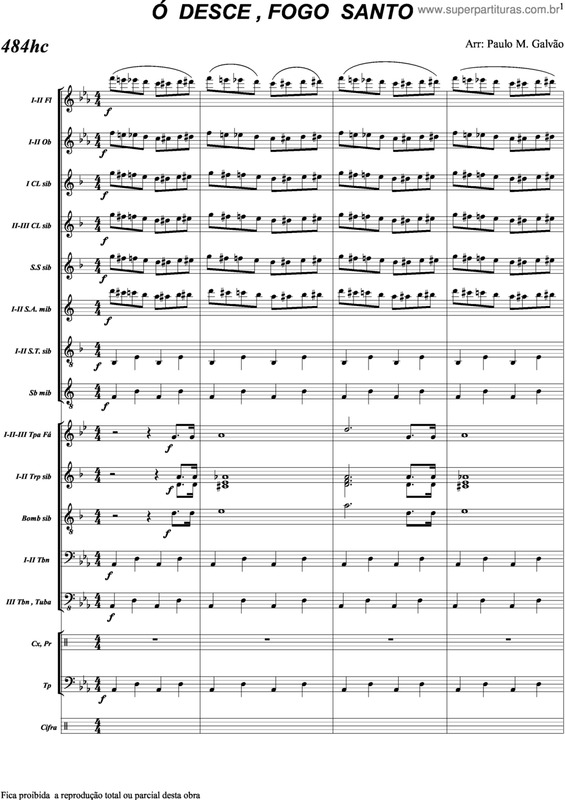 Super Partituras Ó Desce, Fogo Santo 484 HC (Harpa Cristã), com cifra