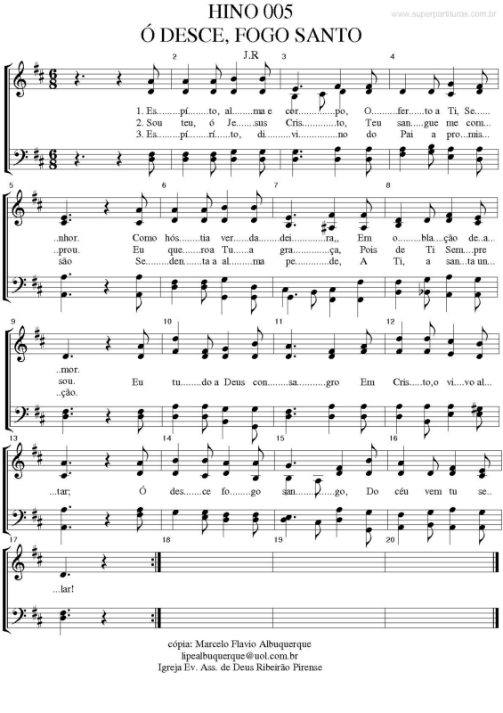 Super Partituras Ó Desce, Fogo Santo (Harpa Cristã)
