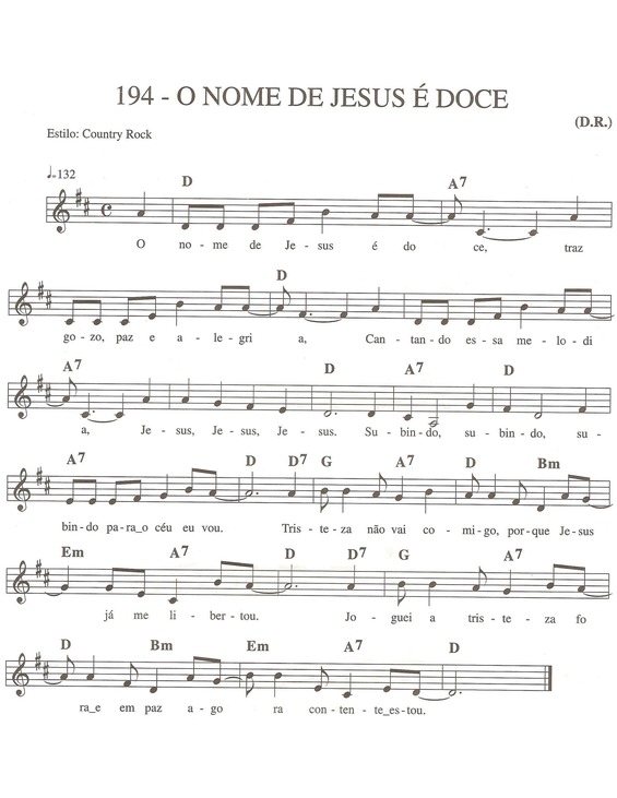 Super Partituras - O Nome De Jesus É Doce (Músicas Cristãs), com cifra