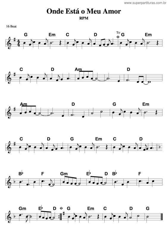 Super Partituras - Onde Está Meu Amor v.3 (RPM), com cifra