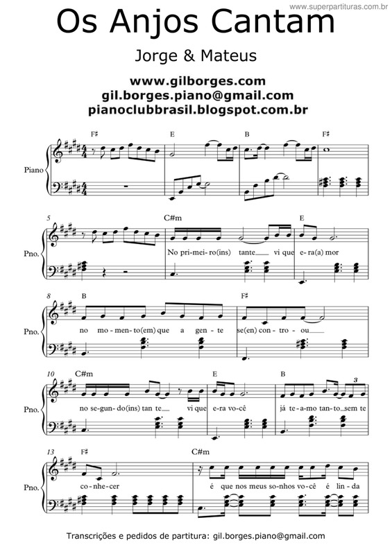 Super Partituras Os Anjos Cantam e Mateus), com cifra
