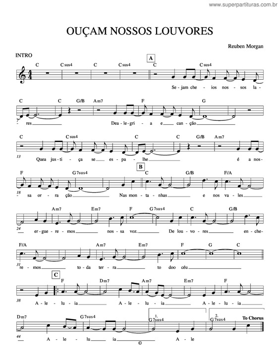 Super Partituras Ouçam Nossos Louvores (Reuben com cifra