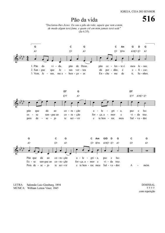 Super Partituras - Pão Da Vida v.4 (Hinário do Culto Cristão), com cifra