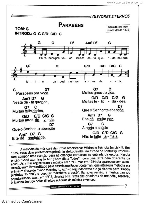 Super Partituras Parabens v.3 (TRADICIONAL), com cifra