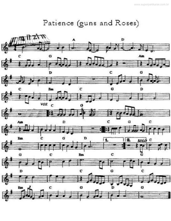 Super Partituras Patience v.2 (Guns N` Roses), com cifra