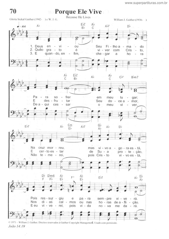 Super Partituras - Porque Ele Vive v.6 (Hinário Adventista), com cifra