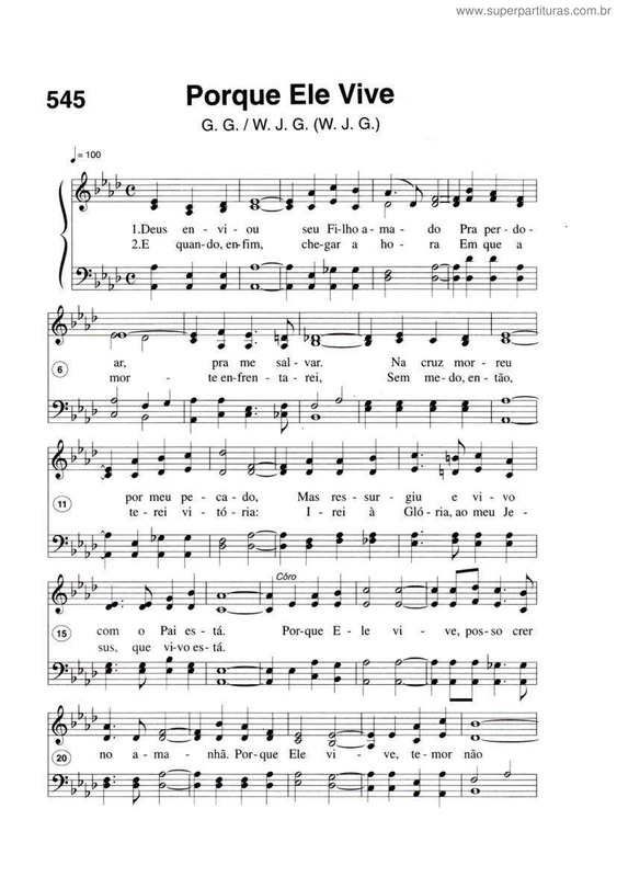 Super Partituras Porque Ele Vive v.8 (Harpa Cristã)